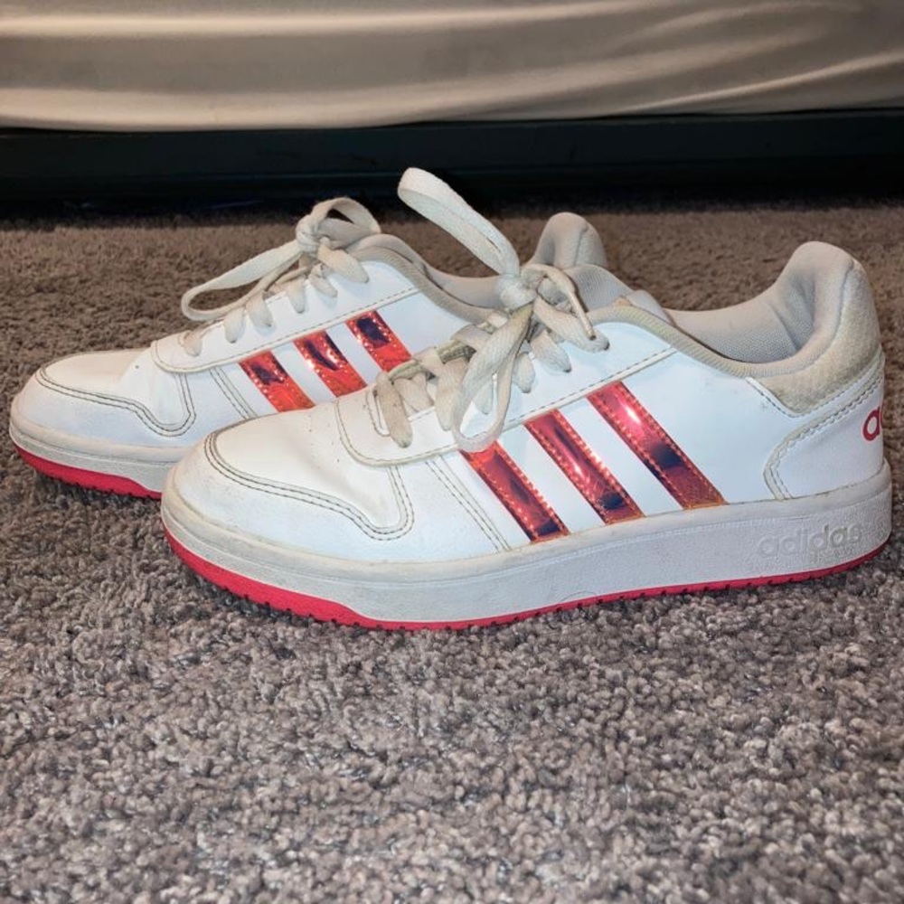 Adidas white and pink shoes